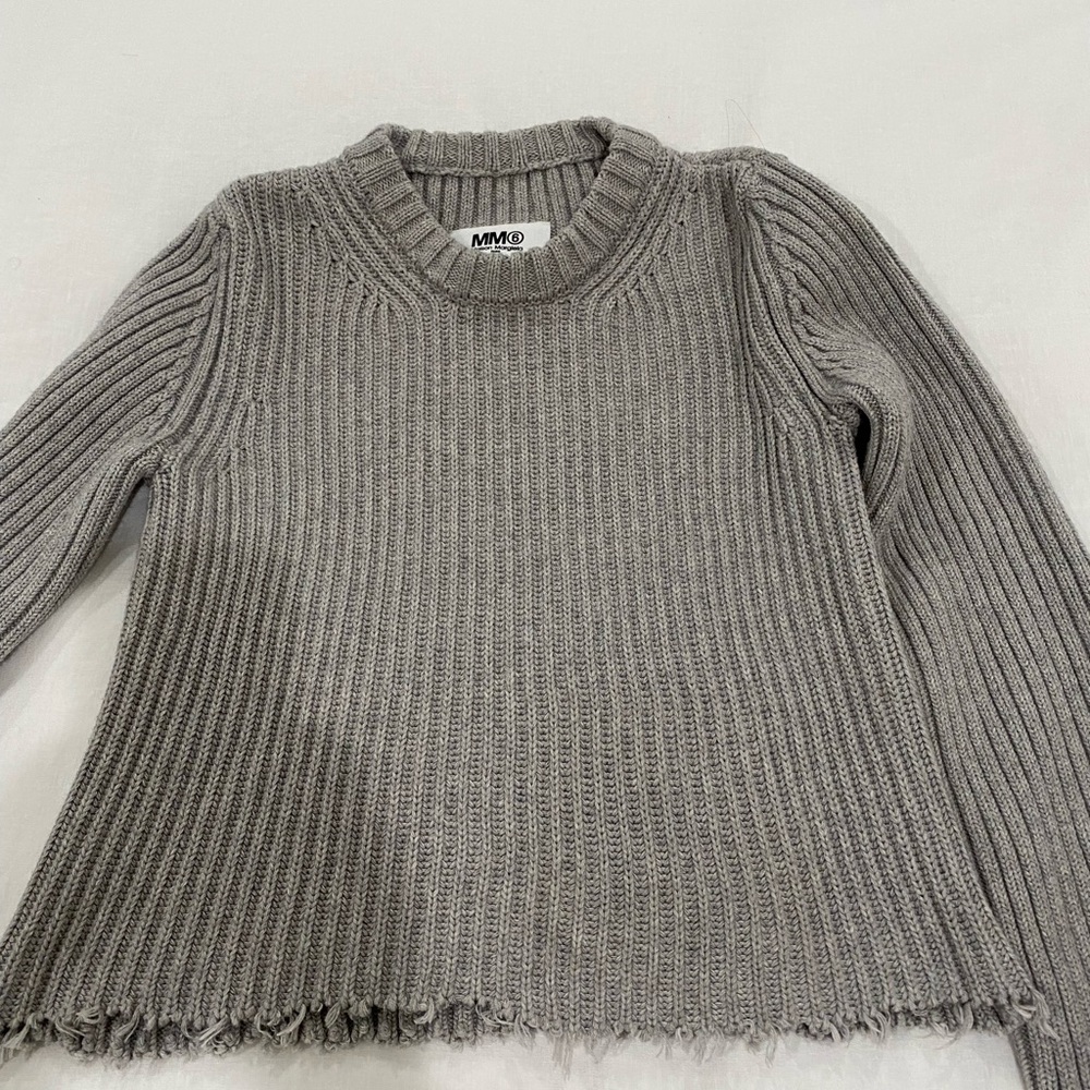 MM6 Maison Martin Margiela Women's Distressed Chunky Jumper-Gray